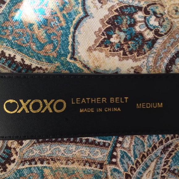 Vintage Statement belt Jeweled buckle suede leather belt M brown, amber, gold main image 9